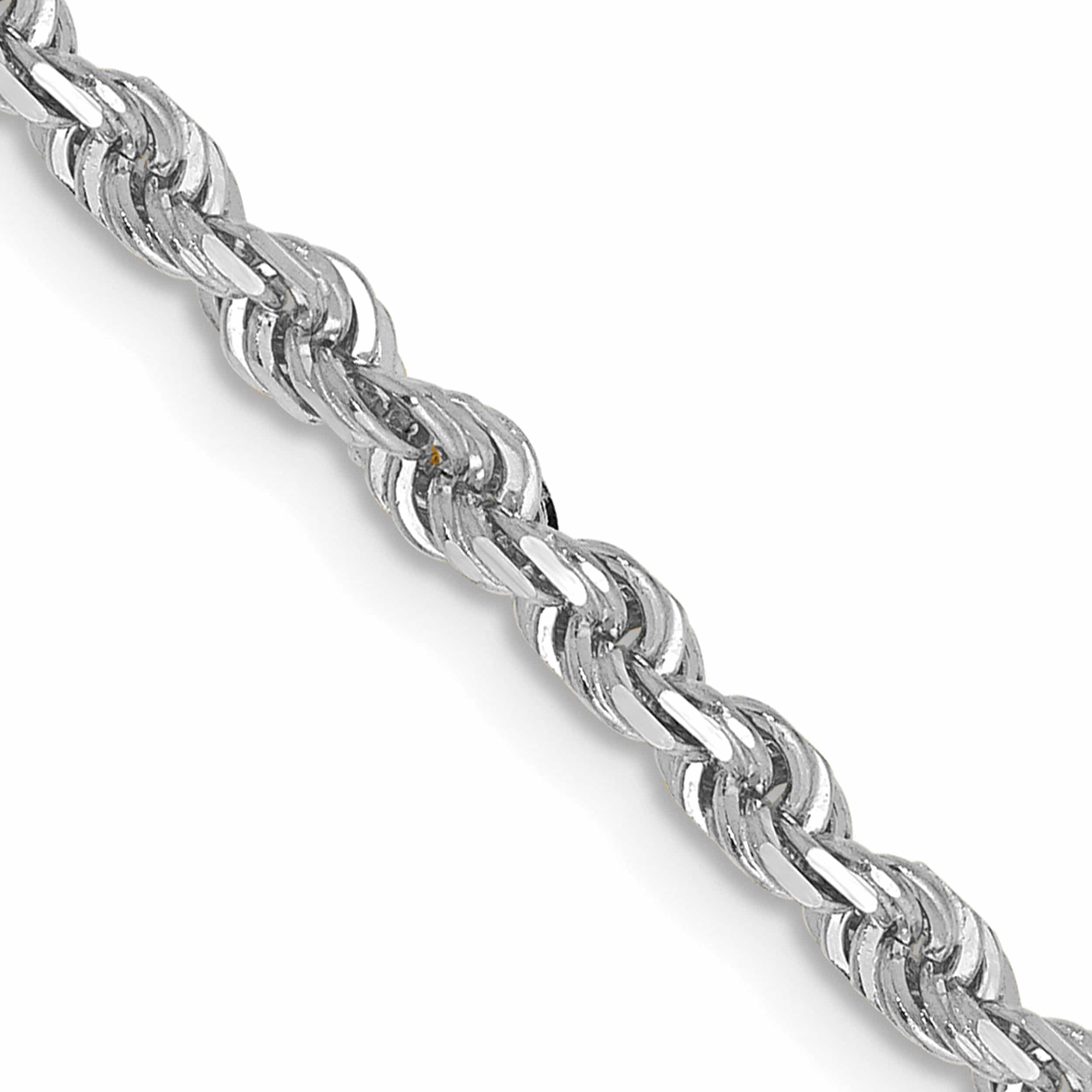 10K White Gold 3mm D/C Quadruple Rope Chain (20 X 3) Made In Peru