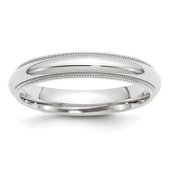 10K White Gold 4 mm Milgrain Comfort Fit Band, Size 6