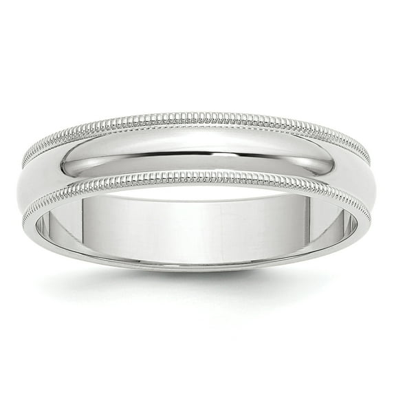 10K White Gold 5mm Milgrain Half Round Band Ring Size 8