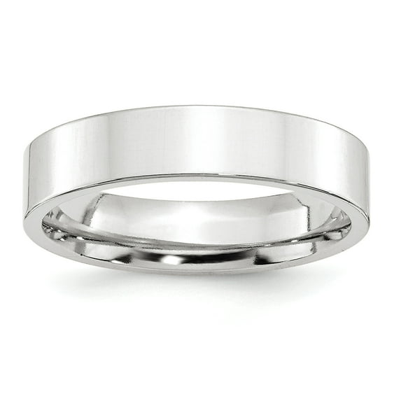 10K White Gold 5mm Standard Flat Comfort Fit Band Ring Size 7.5