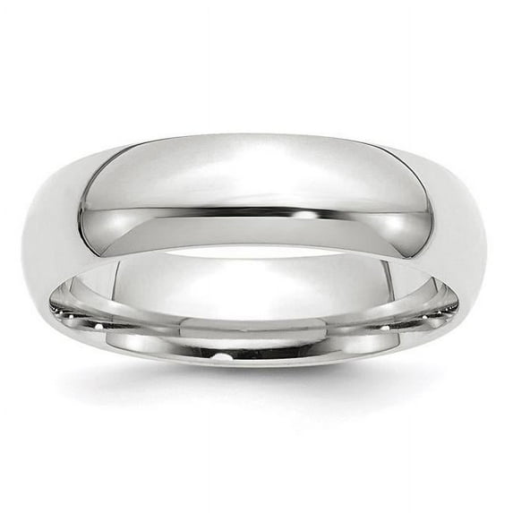 10K White Gold 6 mm Standard Comfort Fit Band, Size 10.5