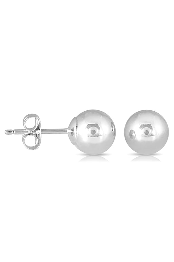 10K White Gold 6mm Ball Stud Earrings
