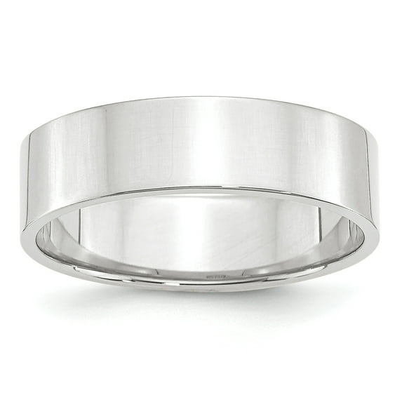 10K White Gold 6mm Light Weight Flat Band Ring Size 10.5