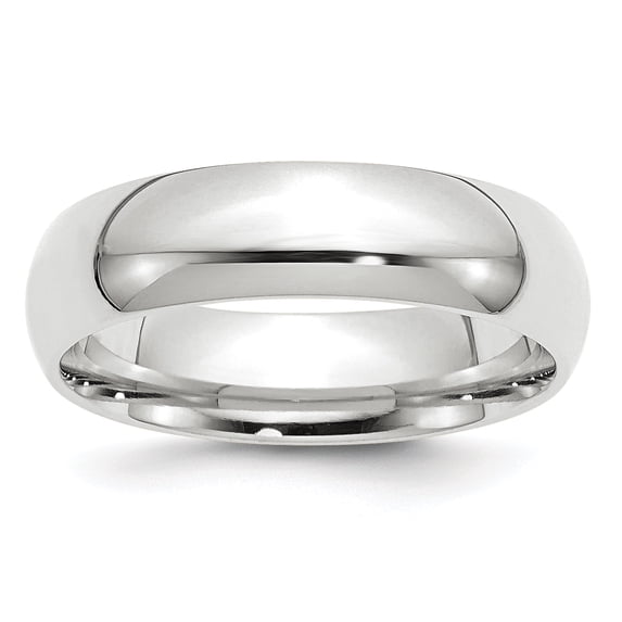 10K White Gold 6mm Standard Comfort Fit Band Ring Size 10