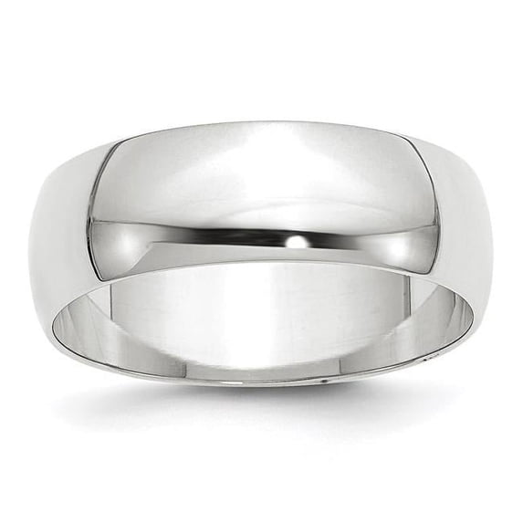 10K White Gold 7 mm LTW Half Round Band, Size 5