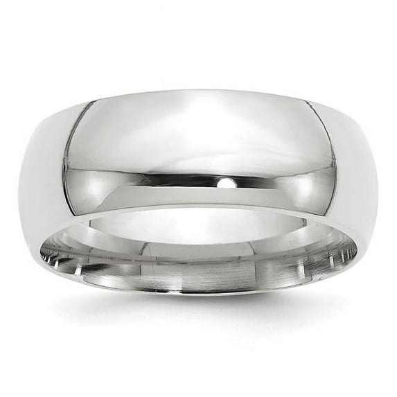 10K White Gold 8 mm Standard Comfort Fit Band, Size 10