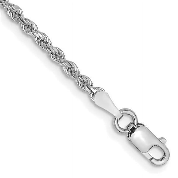 10K White Gold 9 in. 2 mm Diamond-Cut Rope Chain