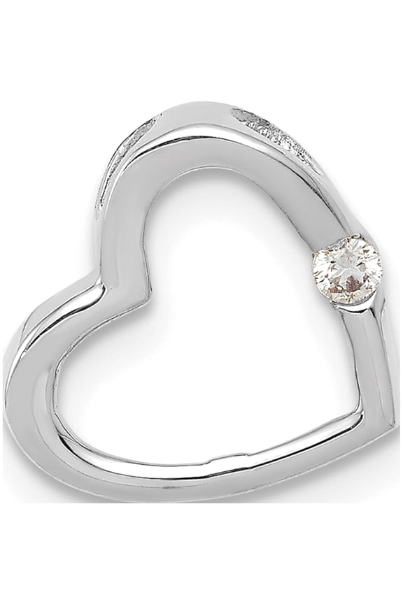 10K White Gold AA .02 carat Diamond Heart Chain Slide