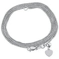 thumbnail image 1 of 10K White Gold Adjustable Quadra Wheat Chain Necklace 22" Dangling 6mm Heart, 1 of 8