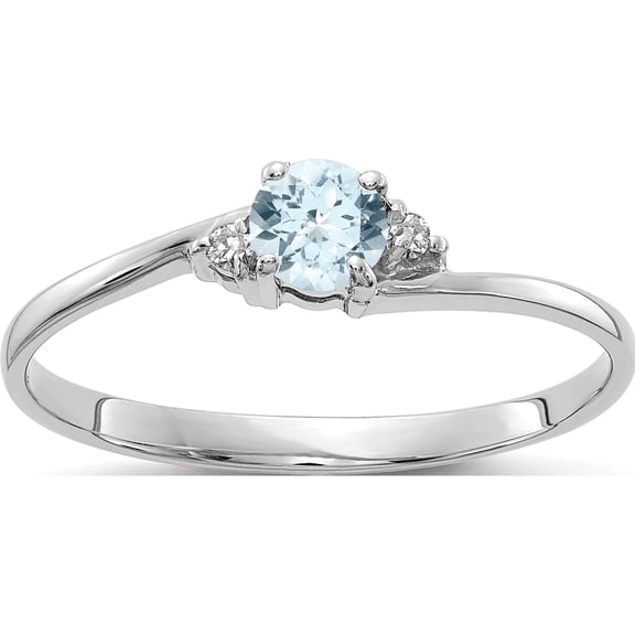 Jewelry by Sweet Pea 10K White Gold Round Aquamarine and Diamond Ring