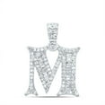 thumbnail image 1 of 10K White Gold Baguette Diamond Old English Block Font Initial M Pendant 1/3 CT, 1 of 1