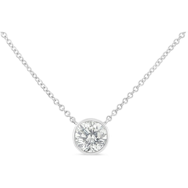 Bezel set shop solitaire diamond necklace