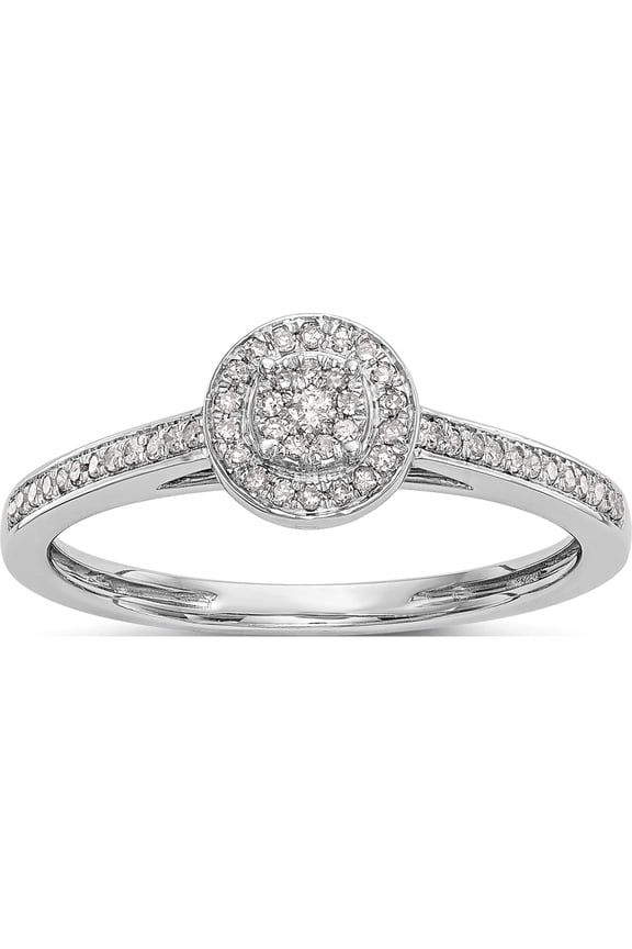 10K White Gold Halo Cluster 1/5 carat Diamond Complete Engagement Ring