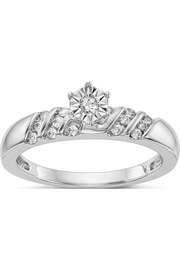 10K White Gold Complete Diamond Trio Engagement Ring (Size 7) Made In India rm3167e-017-0waa