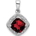 thumbnail image 1 of 10K White Gold Cushion Garnet And Diamond Pendant (Width 12.4) (Length 19.9) - Jbsp, 1 of 5