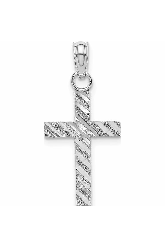 10K White Gold D/C Cross Pendant Made In United States -Jewelry By Sweet Pea
