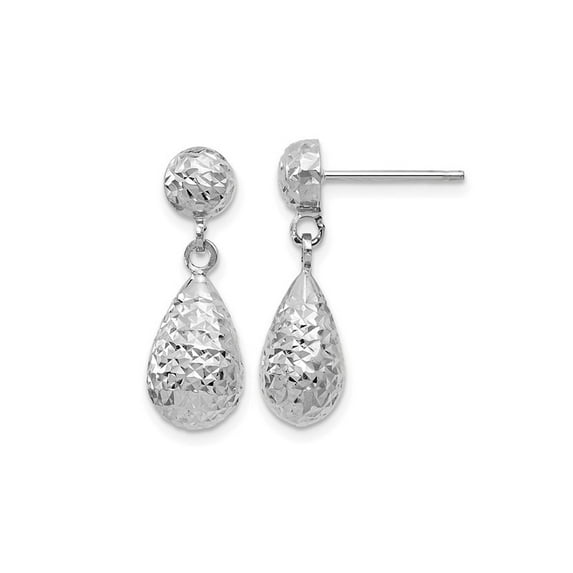 Gem & Harmony 10K White Gold Dangle Drop Earrings for Women