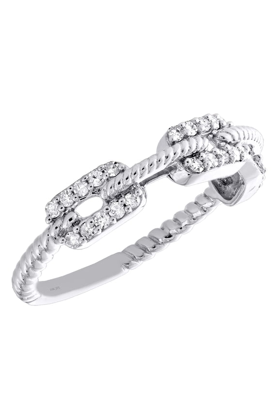 10K White Gold Diamond Chain Link Milgrain Wedding Band Anniversary Ring 1/4 Ct.