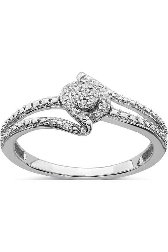 10K White Gold Halo Cluster 1/10 carat Diamond Complete Engagement Ring