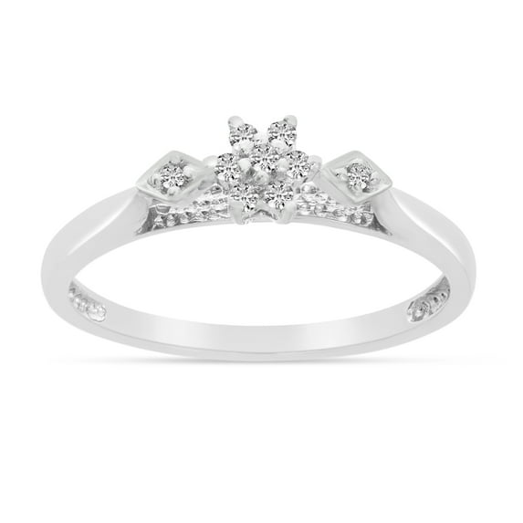 10K White Gold Diamond Cluster Ring