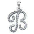 thumbnail image 1 of 10K White Gold Diamond Cursive Letter B Necklace Pendant 1/6 Ctw., 1 of 2