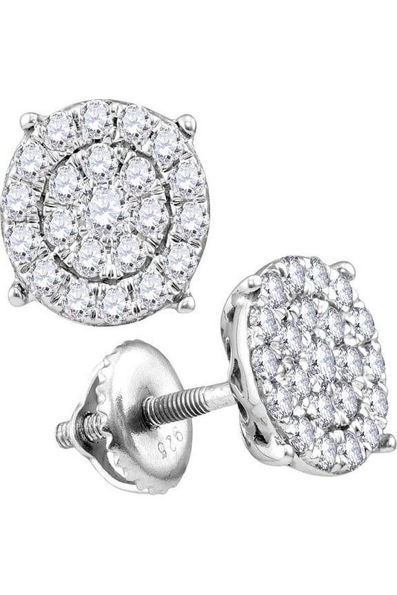 10K White Gold Diamond Fine Earrings 1.00 Ctw.