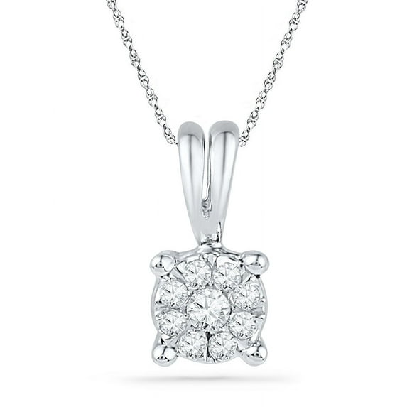 10K White Gold Diamond Fine Necklace Pendant 1/10 Ctw.