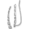 thumbnail image 1 of 10K White Gold Diamond Graduated Ear Climber Earrings (Width 3) (Length 19) - Jbsp, 1 of 5