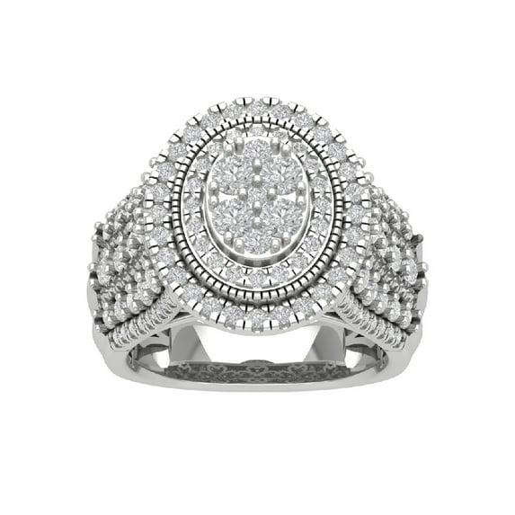 10K White Gold Diamond Halo Ring (2 cttw, I-J Color, I2-I3 Clarity), Size 5