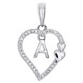 thumbnail image 1 of 10K White Gold Diamond Heart Pendant Dangling Initial A Cut Out Charm 0.10 Ct., 1 of 6