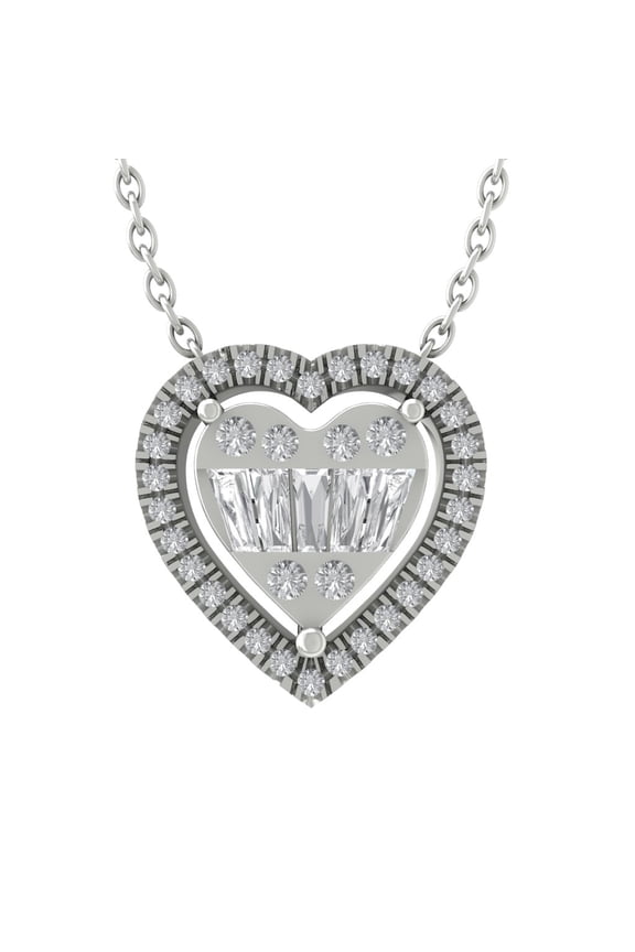 10K White Gold Diamond Heart Pendant with Sterling Silver Chain Necklace (1/2 cttw, I-J Color, I2-I3 Clarity), 18"