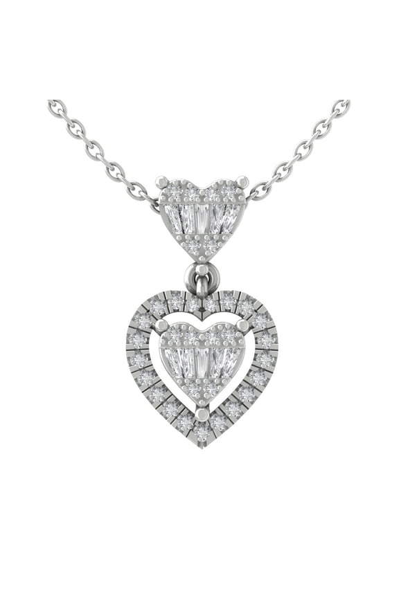 10K White Gold Diamond Heart Pendant with Sterling Silver Chain Necklace (1/4 cttw, I-J Color, I2-I3 Clarity), 18"