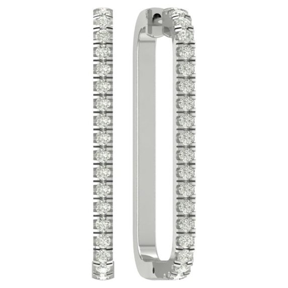 10K White Gold Diamond Hoop Earrings (3/4 cttw, I-J Color, I2-I3 Clarity)