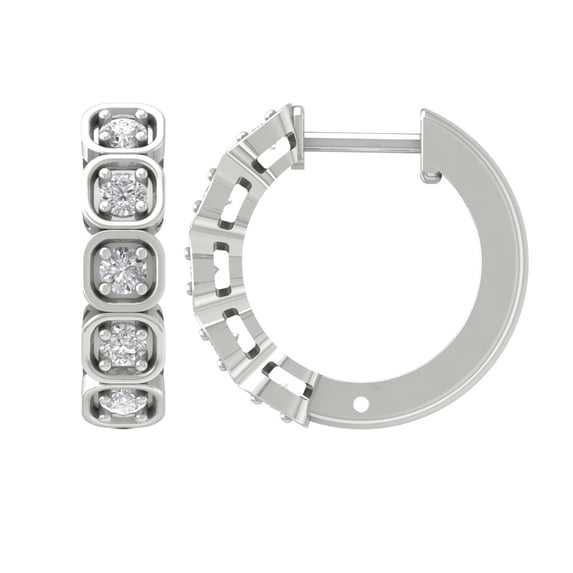 10K White Gold Diamond Hoop Earrings (3/8 cttw, I-J Color, I2-I3 Clarity)
