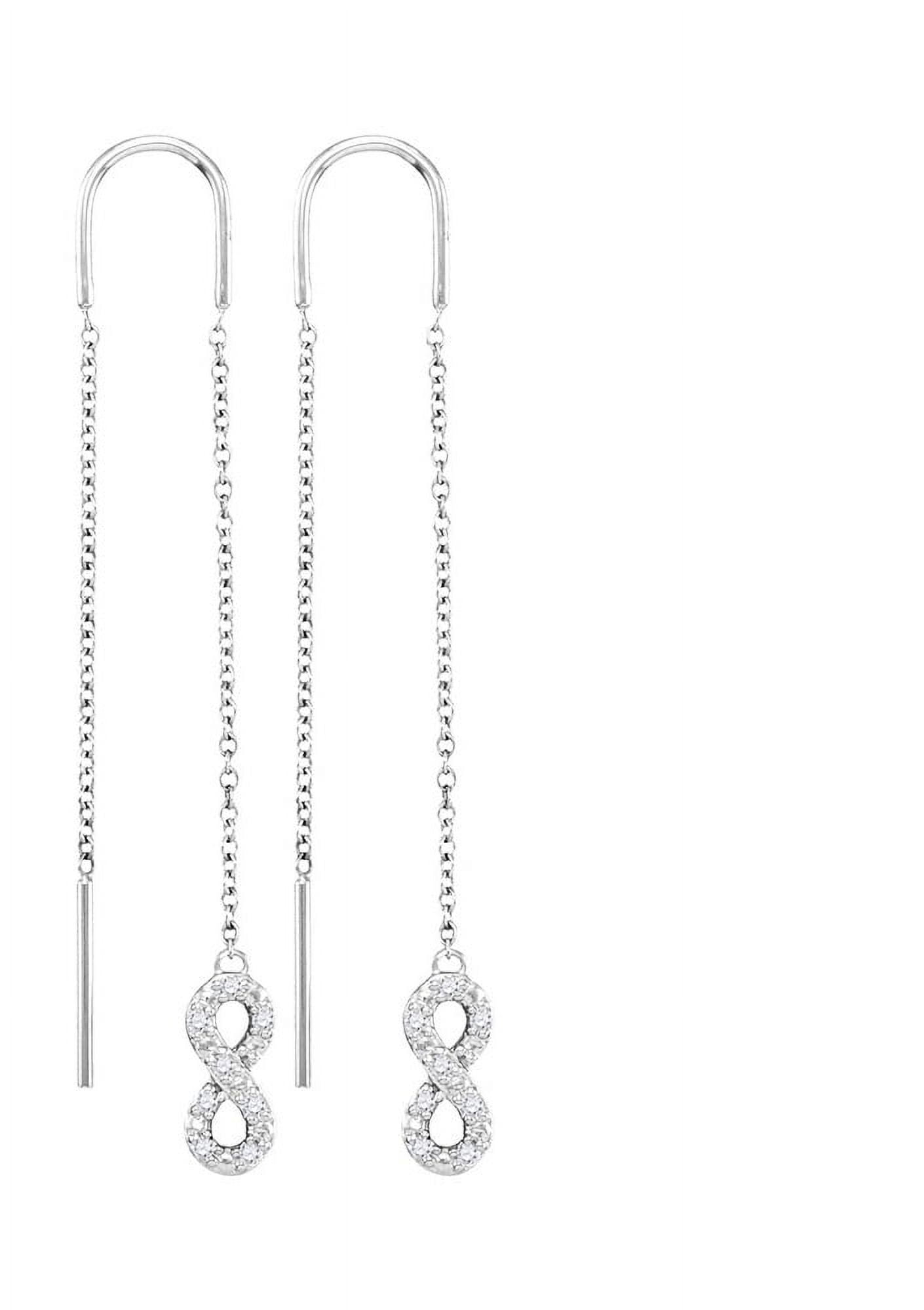 10K White Gold Diamond Infinity Threader Earrings 1/8 Ctw.