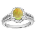 thumbnail image 1 of 10K White Gold Diamond Natural Ethiopian HQ Opal Halo Engagement Ring Oval 7x5 mm, size 9, 1 of 1