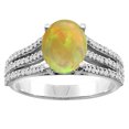 thumbnail image 1 of 10K White Gold Diamond Natural Ethiopian Opal Tri-split Engagement Ring Oval 9x7mm, size 9, 1 of 1