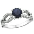 thumbnail image 1 of 10K White Gold Diamond Natural Quality Blue Sapphire Infinity Engagement Ring Round 6mm, size 5, 1 of 3