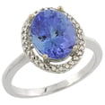 thumbnail image 1 of 10K White Gold Diamond Natural Tanzanite Engagement Ring Oval 10x8mm, size 10, 1 of 3