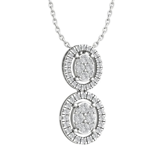 10K White Gold Diamond Pendant with Sterling Silver Chain Necklace (1/2 cttw, I-J Color, I2-I3 Clarity), 18"