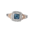 thumbnail image 1 of 10K White Gold Diamond Ring Blue Colored Diamond 0.40ctw Art Deco Style Unique Cocktail Ring Rose Gold Tone, 1 of 3