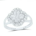 thumbnail image 1 of 10K White Gold Diamond Virgin Mother Mary Clover Cocktail Ring 15mm Band 1/2 CT., 1 of 1