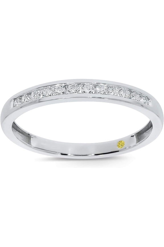 10K White Gold Diamond Wedding Bands for Ladies | 1/3 CT TW Channel Set Lab Grown Diamond Rings | Size 8.5