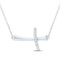 thumbnail image 1 of 10K White Gold Diamond Women's Fancy Curved Sideways Cross 18" Necklace 1/20 CT, 1 of 1