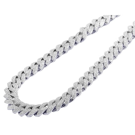10K White Gold EGL Certified VVS Diamond Miami Cuban 26.8CT 14MM 18"