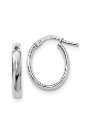 10K White Gold Earring Hoop Women'S 17 mm 19 Polished Earrings