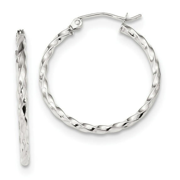 10K White Gold Earring Hoop Women'S Twisted 26.65 mm 25.09