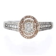 thumbnail image 1 of 10K White Gold Engagement Ring With Rose Gold Tone 0.30ctw Halo Style Oval Shaped Slander, 1 of 3