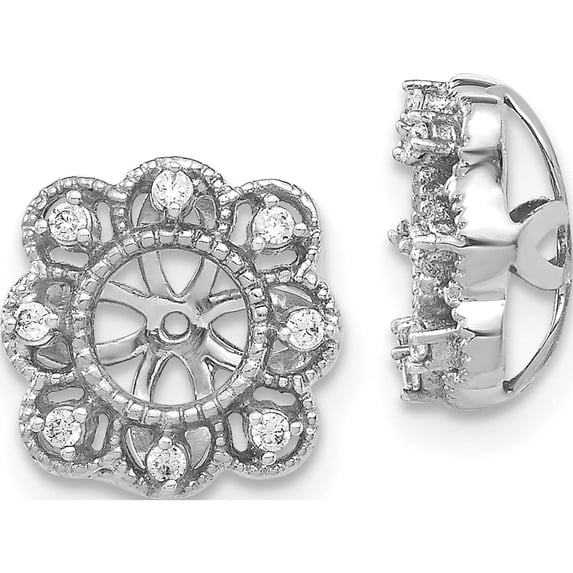 10K White Gold Fancy Diamond Earring Jackets (Width 10) (Length 10) - Jbsp