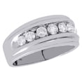 thumbnail image 1 of 10K White Gold Genuine Diamond 7 Stone Channel Set Wedding Ring 10mm Band 1 Ct., 1 of 5